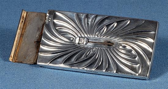 A Victorian silver card case, with thumb ejector by William Neale & Sons, Length 3 1/8”/80mm Width 1 ¾”/42mm Weight 1.6oz/45grm